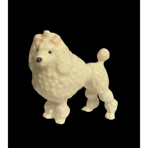 Small Vintage Ceramic Poodle Figurine - White Collectible Dog Decor Fancy Cut - Picture 1 of 4